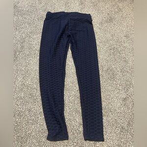 Navy Textured Leggings